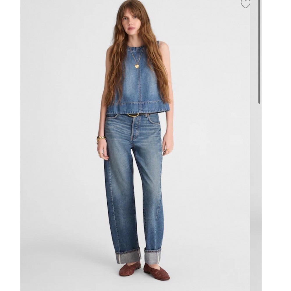 Madewell Pieced Barrel-Leg Full-Length Jean Mosby Wash 28T NW560 Tall Blue Denim